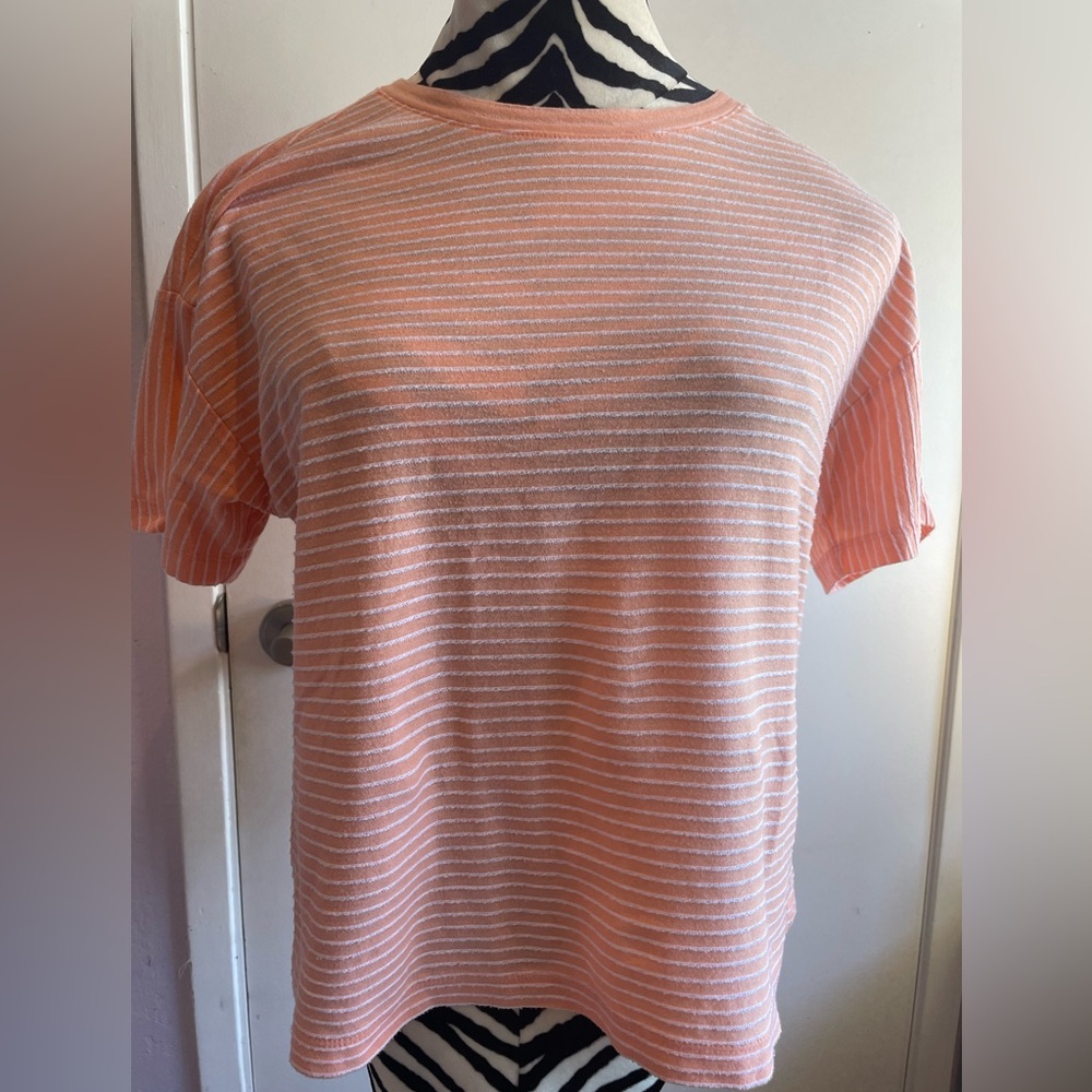 Marine Layer Peach and White Striped Tee
